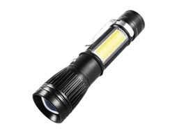Lanterna De Luz Forte De Dupla Finalidade, Luz De Trabalho De Focagem Telescópica Com Fivela Lateral, Yizhood (preta)