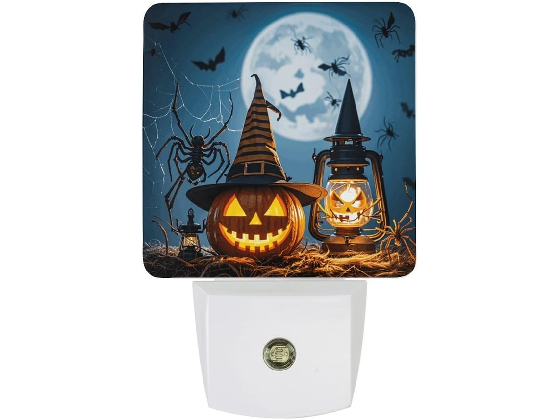 Luminária de parede noturna com plugue, lanterna assustadora de contas com sensor de movimento e luz LED, luz branca suave.