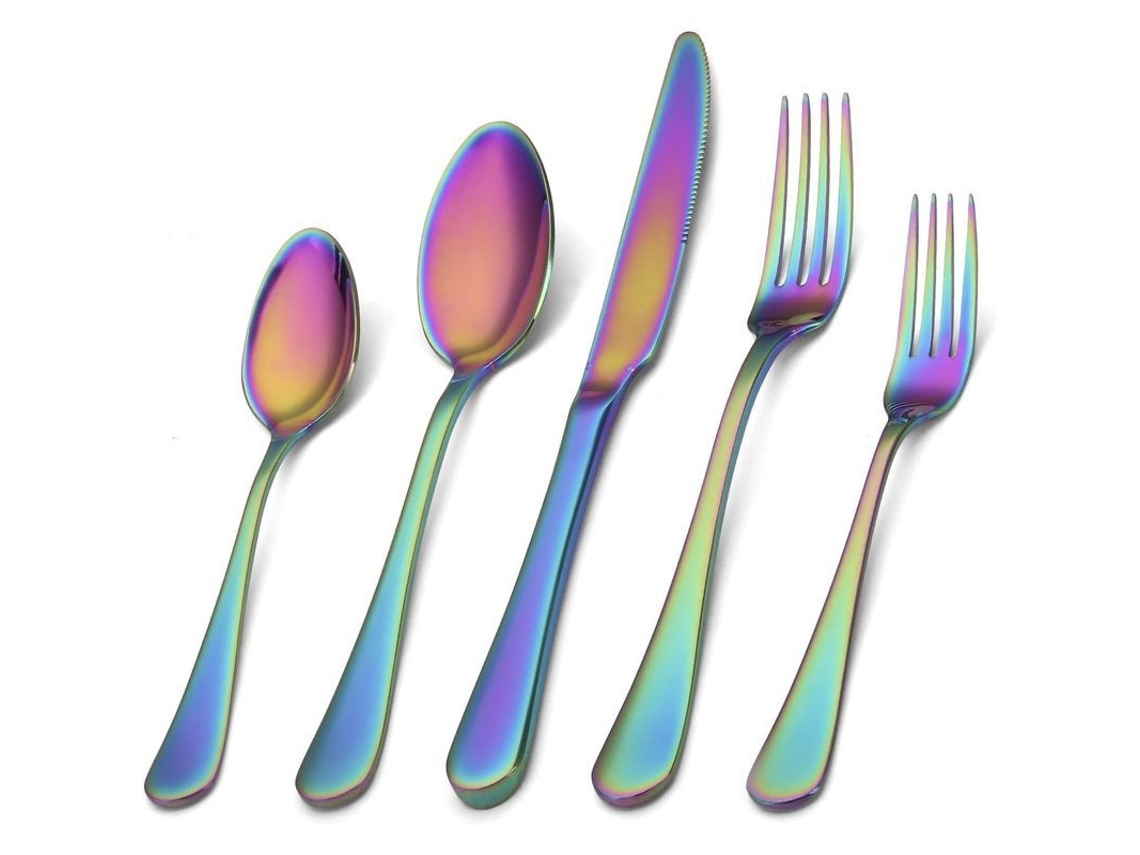 2026 set de Talheres de Aço Inoxidável com 5 Peças, Utensílios de Cozinha, Lava louças, Lar e Restaurante, Multicolorido