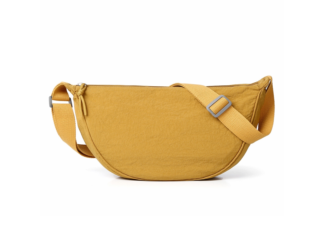 Bolsa de Tecido MDUG lavada com pregas, estilo dumpling, leve e ajustável (amarela grande)
