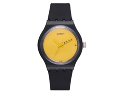 Relógio de pulso preto casual de quartzo com pulseira de silicone redonda e simples.