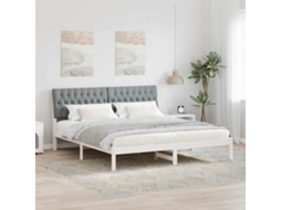 Vidaxl Estrutura De Cama Com Cabeceira Estofada Branco 180 X 200 Cm