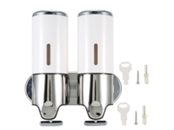 Dispensador de Sabão Líquido Manual de Parede para Banheiro 2 Copo Branco 500ml Abs com Janela Visual S/MARCA