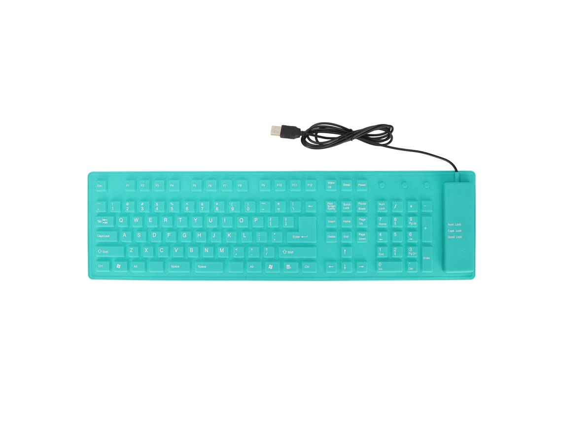 Teclado de Silicone Plegable 108 Teclas Usb À Prova D'água Silencioso Selamento Total Verde