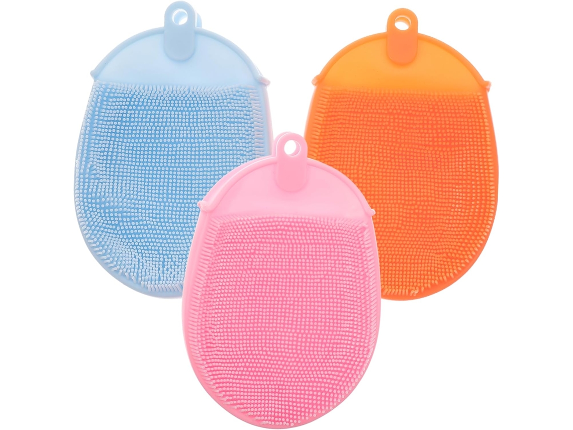 Conjunto De 3 Escovas Silicone Para Banho, Massagem, Limpeza E Esfoliação Da Pele