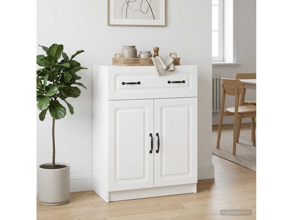 Vidaxl Buffet Com Gaveta Branco 66 X 34,5 X 87 Cm Derivados De Madeira