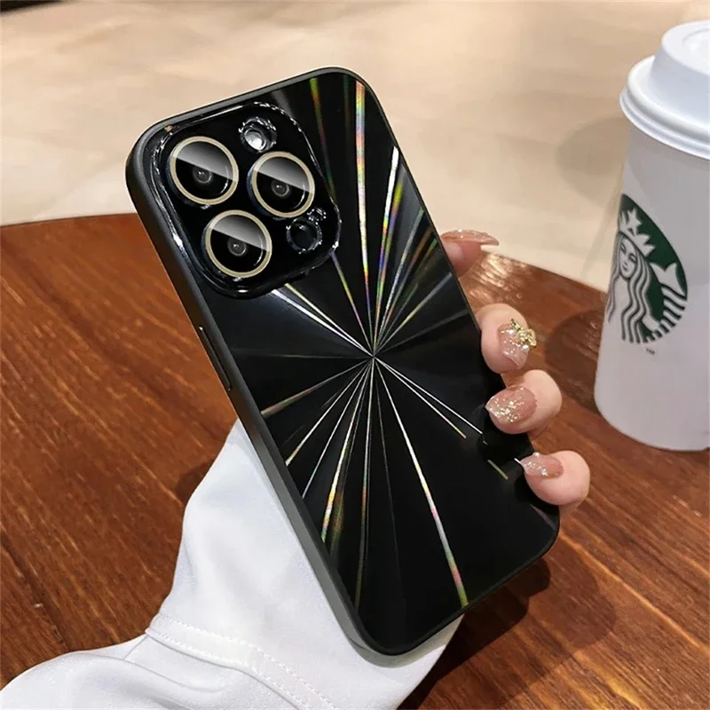 Capa De Luxo Com Padrão A Laser Para Iphone 14 Pro Preto, Com Proteção Contra Impactos.