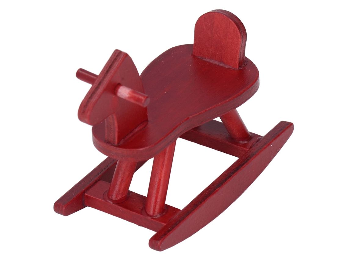 Primerox cavalo de Rocking em Miniatura de Madeira para Casinha de Bonecas 1:12 Cor Mogno Brinquedo Decorativo