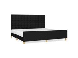 Estrutura de Cama Sem Colchão 200x200 Cm Tecido Preto MAISON EXCLUSIVE