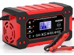 Lurelia Carregador De Bateria 12v 6a 2ah 100ah 24v Para Carro E Moto Com Visor Lcd