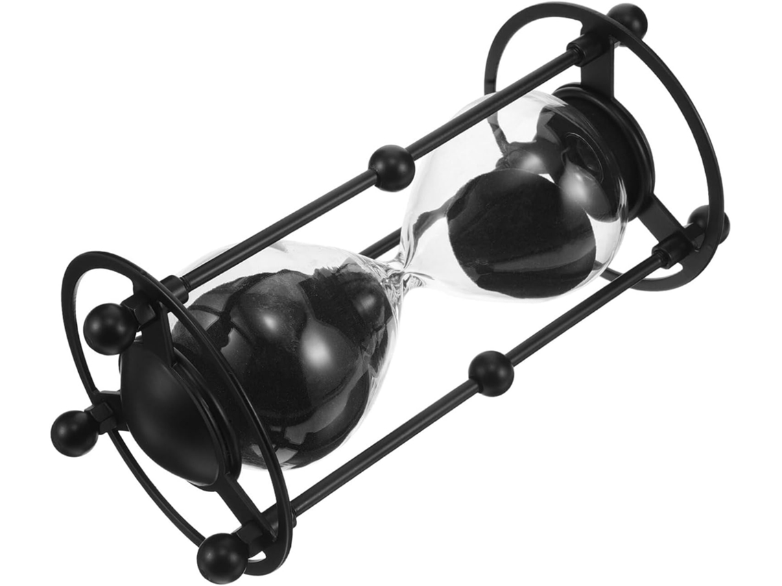 Ampulheta Vintage De Vidro Preto 38 Cm (15 Polegadas), Cronômetro Silencioso Para Cerimônias