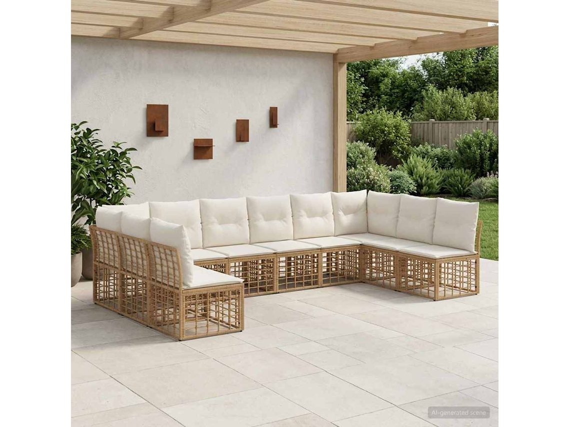 Vidaxl Conjunto De Sofás Para Exterior Natural Poliéster