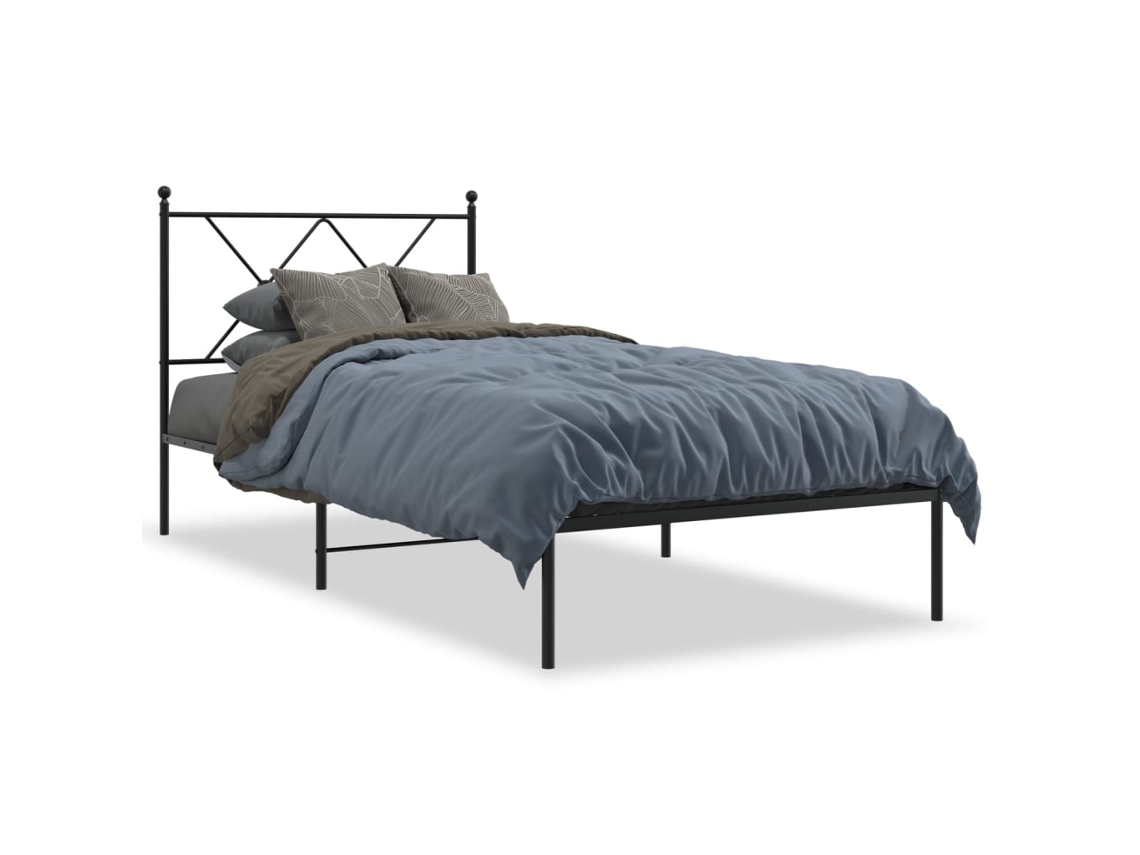 Bed Frame, Bed Frames Vidaxl Preto Aço (90 X 190 Cm)