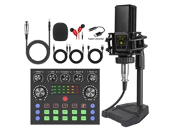 Kit De Microfone Eifson V8s Com Misturador, Microfone Condensador E Auscultadores - Preto