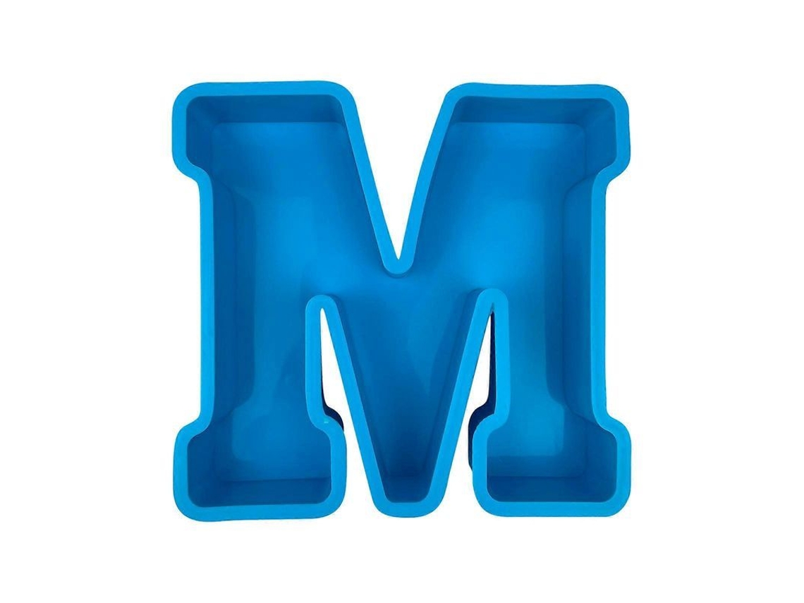 Molde De Letras Do Alfabeto Em 3d Para Bolo, Cera, Sabão E Resina - Reutilizável E Flexível - Cor Azul M