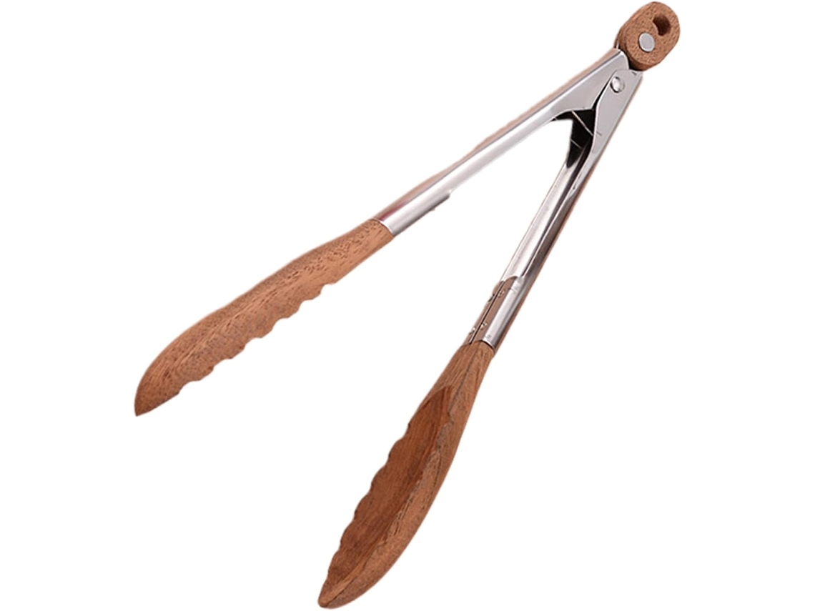 Pinça De Madeira, 11, 4x 1, 6 Polegadas, Antiderrapante, Resistente Ao Calor, Feita De Madeira Nogueira Com Cabos Aço