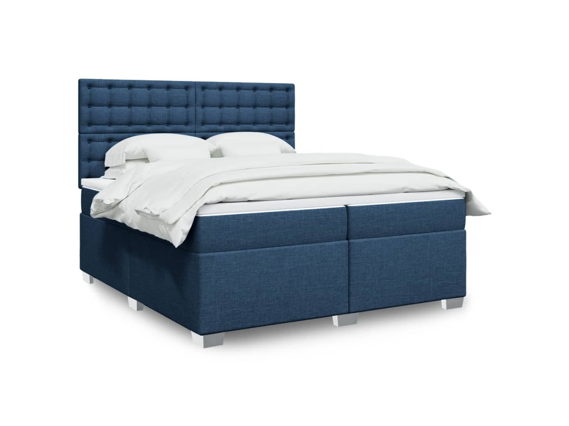 Vidaxl Cama Com Molas/colchão 200x200 Cm Tecido Azul