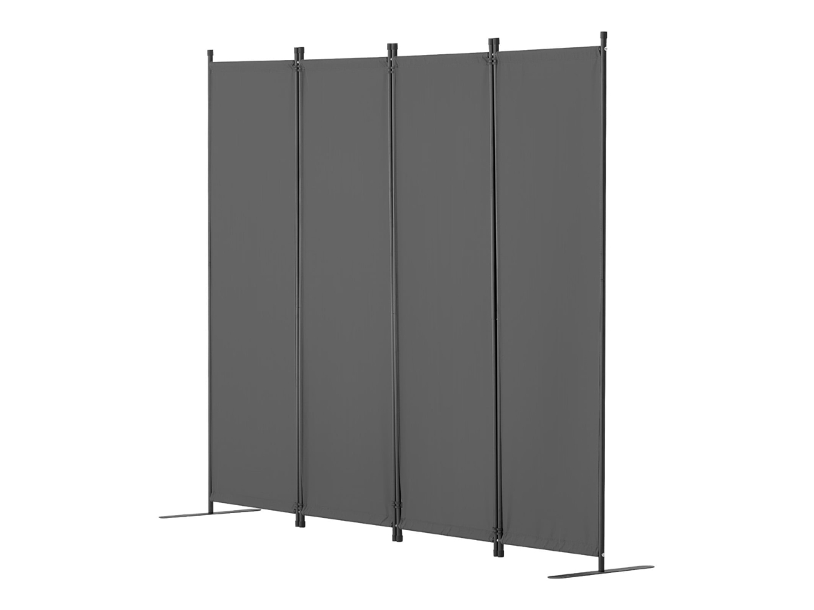 Biombo Separador Dobrável de 4 Painéis com Moldura Aço Carbono e Tela Poliéster, Ambientes para Privacidade 228x45x172,5 Cm Escritório, Quarto, Sala