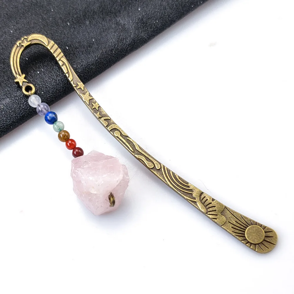 Marcador de Livro de Cristal Bruto de Jade Chakra MDUG (quartzo Rosa)