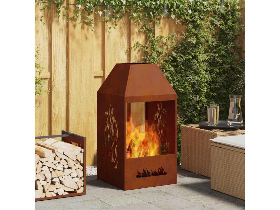 Vidaxl Bowl De Fogo Ferro Enferrujado 50 X 50 X 100 Cm Aço Corten
