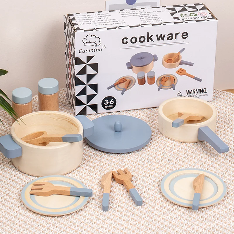 Mini Cozinha De Madeira Utensílios De Cozinha Panelas E Panelas Cozinhar Sobre Brinquedos Educativos Para Crianças