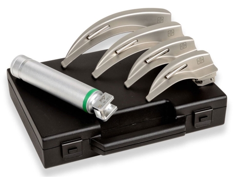 Set Laringoscópio Gima Green F.O. Led 2 5 V Adulto com 4 Lâminas Mc-Intosh 1-2-3-4 Medical Devices Pvt.