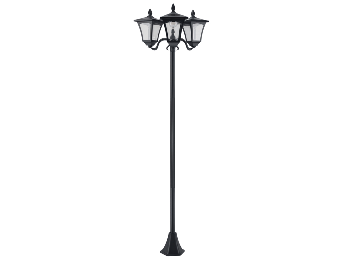 Luminária solar LED para jardim, sensor, 3 abajures, altura 182,5cm, IP44 BTFORUS