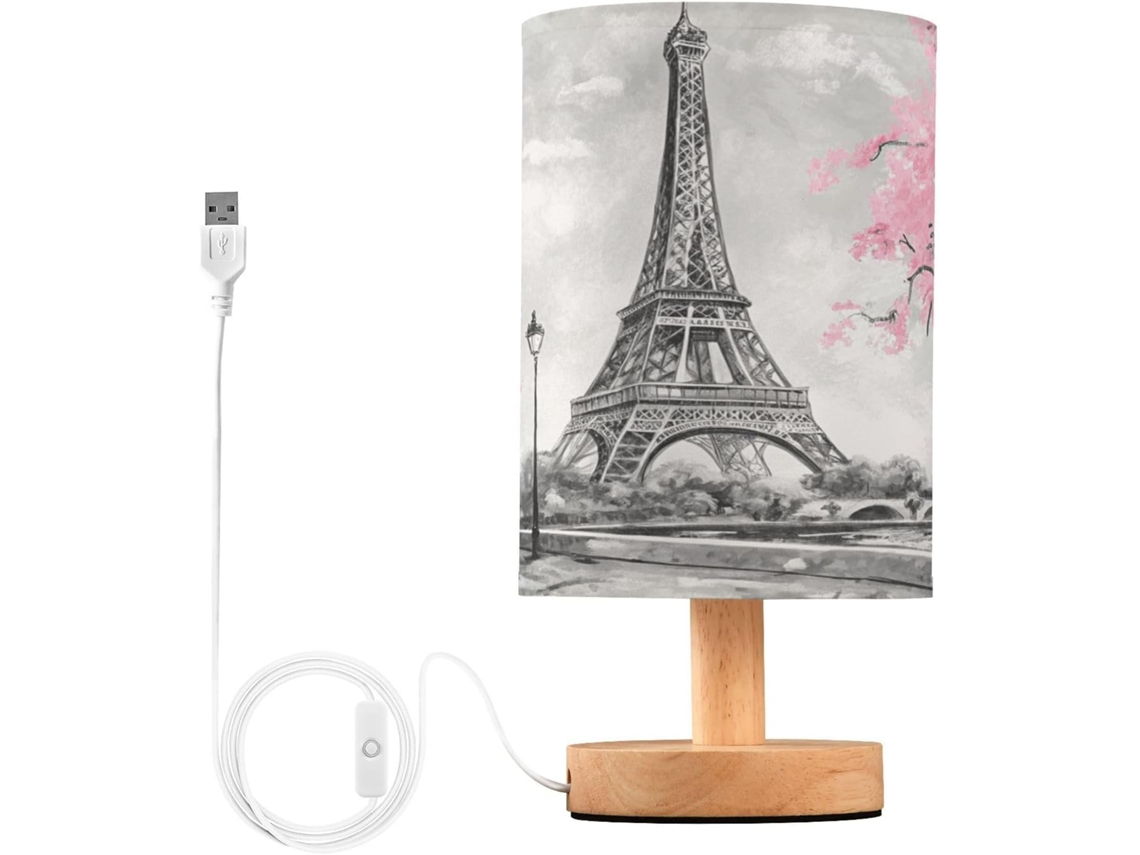 Abajur De Cabeceira Torre Eiffel Paris Para Quarto, Abajur De Cabeceira Led, Luminária De Leitura Com Portas Usb E