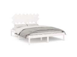 Estrutura de Cama 140x190 Cm Madeira Maciça Branco MAISON EXCLUSIVE