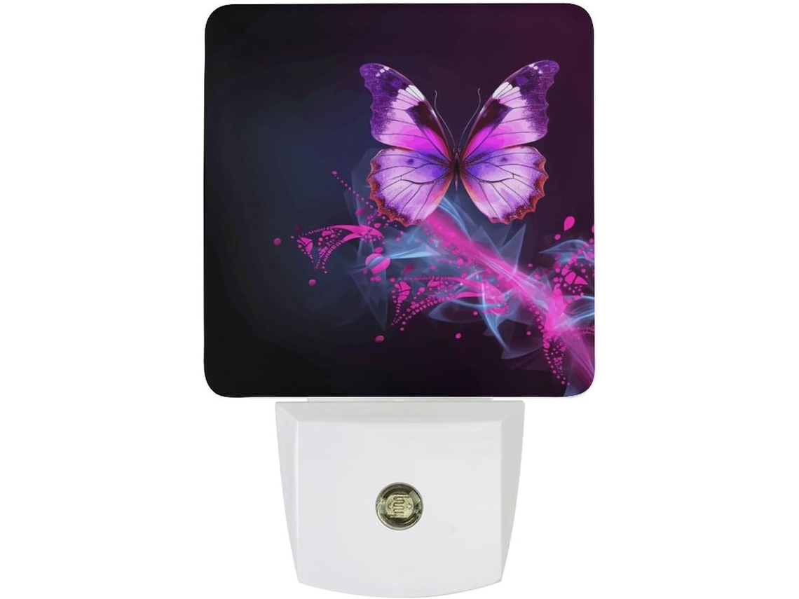 Luz Noturna Led Com Sensor De Movimento E Design Borboleta Roxa, Luz Branca Quente E Suave Banheiro, Quarto E