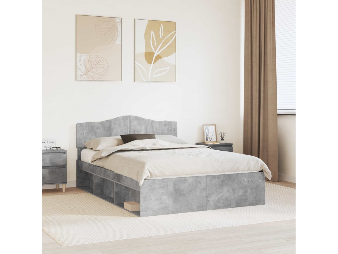 Vidaxl Estrutura da Cama com Cabeceira Concreto 160 X 200 Cm