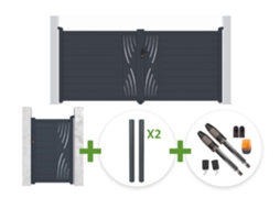 Kit Portaoo Batente Veleta 3,5 X 1,60 M Cinza Com Portaoo Social 1 X 1,60 M + 4 Postes + Motor Tanker B700