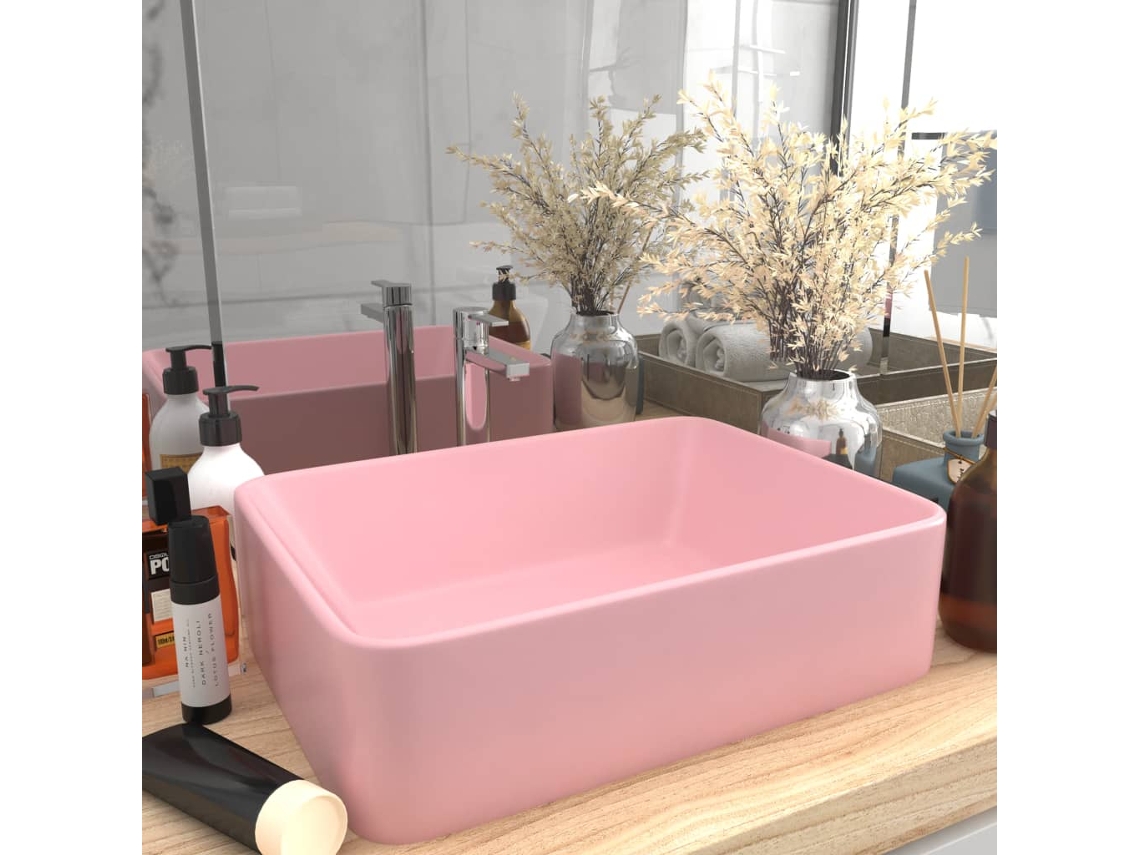 Vidaxl Lavatório Luxuoso 41x30x12 Cm Cerâmica Rosa Mate