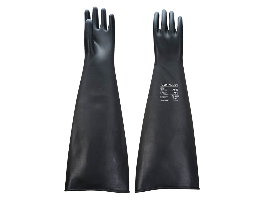 Luva De Látex Grossa 600mm Proteção E Resistência / Preto / L Portwest