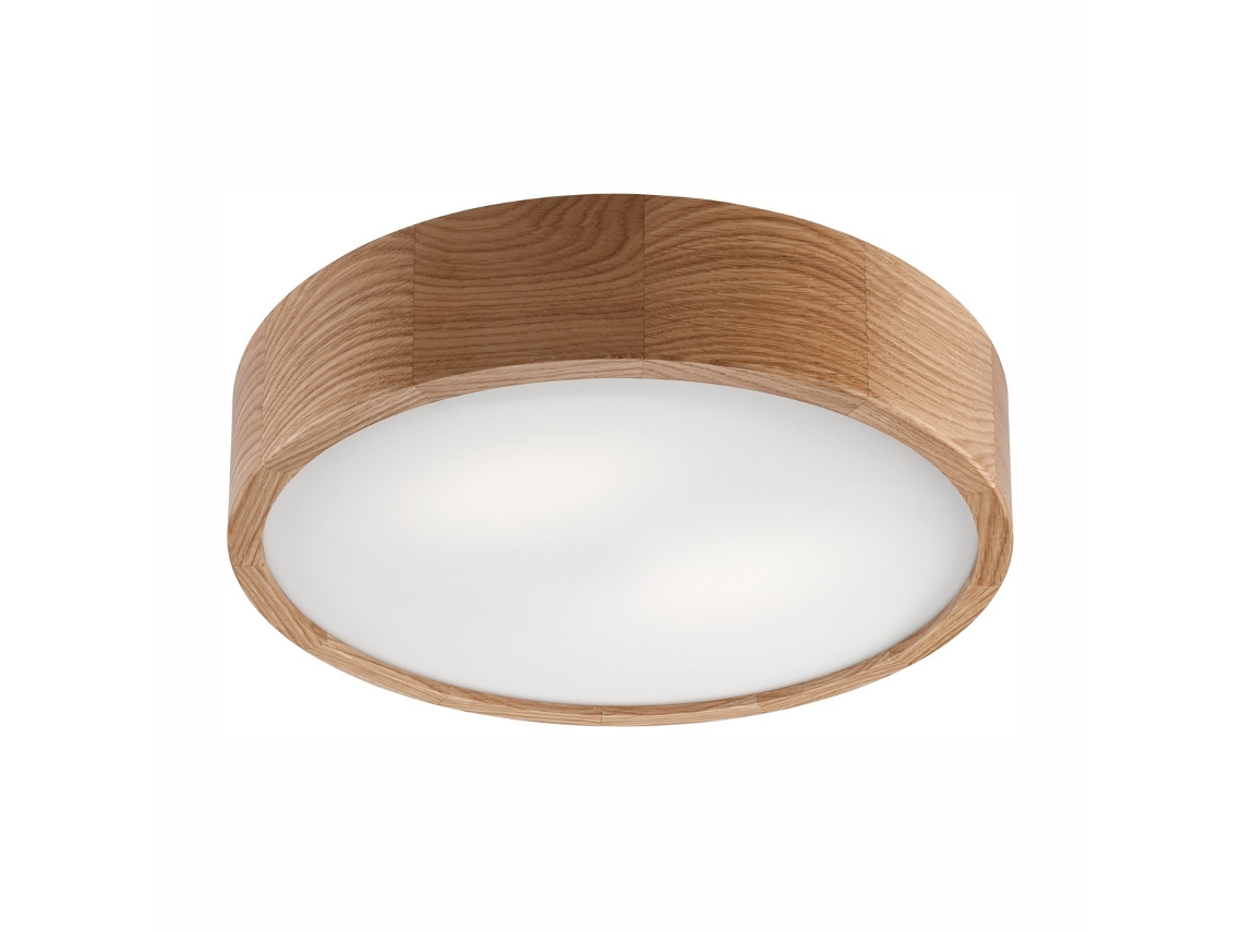 Candeeiro De Teto Eveline 3, Madeira, Castanho, 37x37x8 Cm, Seven Design
