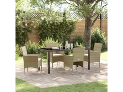 Vidaxl Conjunto De Jantar Para Jardim 5 Unid. Bege Vime Pe