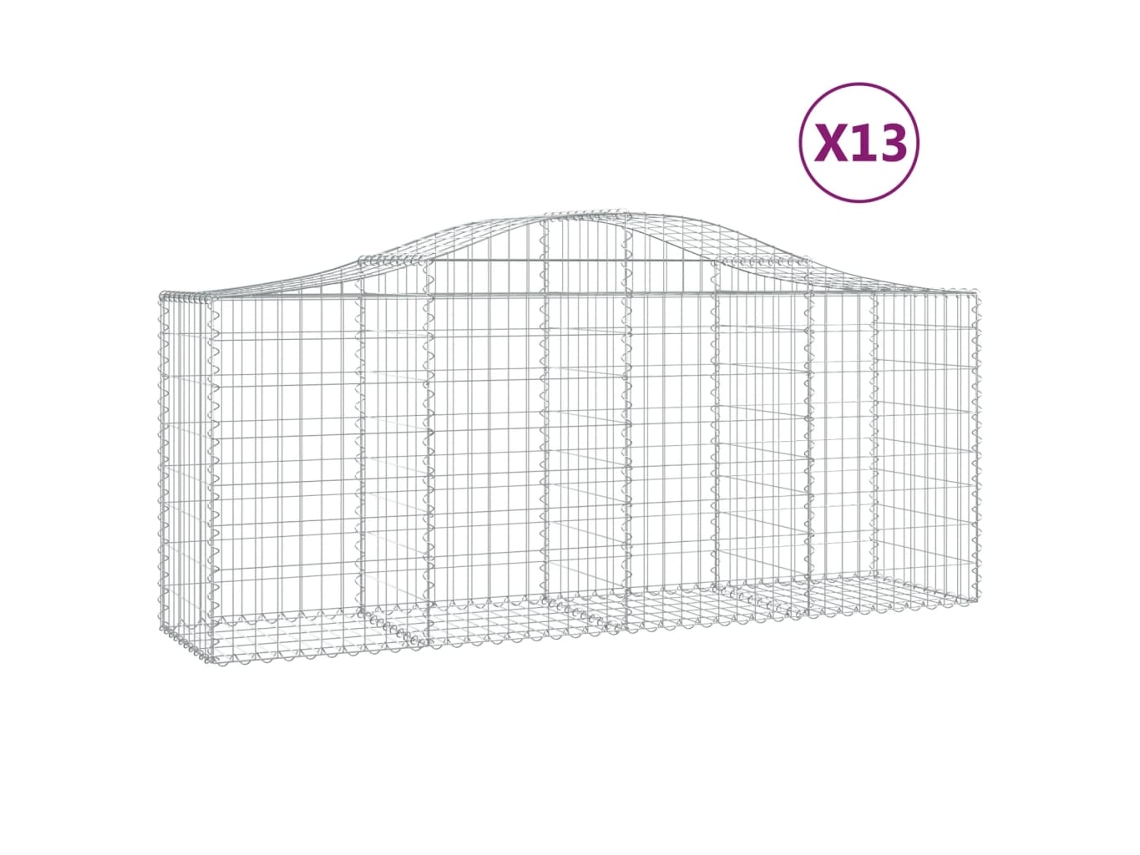 Gabion Basket, Gabion Baskets Vidaxl Prateado Ferro (200 X 50 X 80/100 Cm)