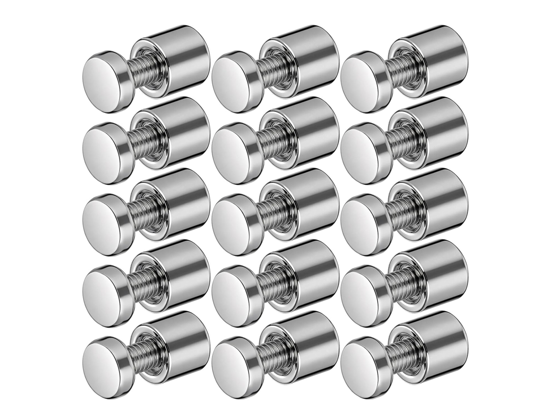 Conjunto 20 Parafusos Espaçadores Metal Fixação Parede Molduras Acrílico 8x7mm 25mm Painéis 19 22mm Suportes GOKOCO