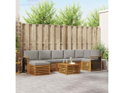 Vidaxl Conjunto De Sofás Para Exterior 8 Unid. Cinza Natural E Claro