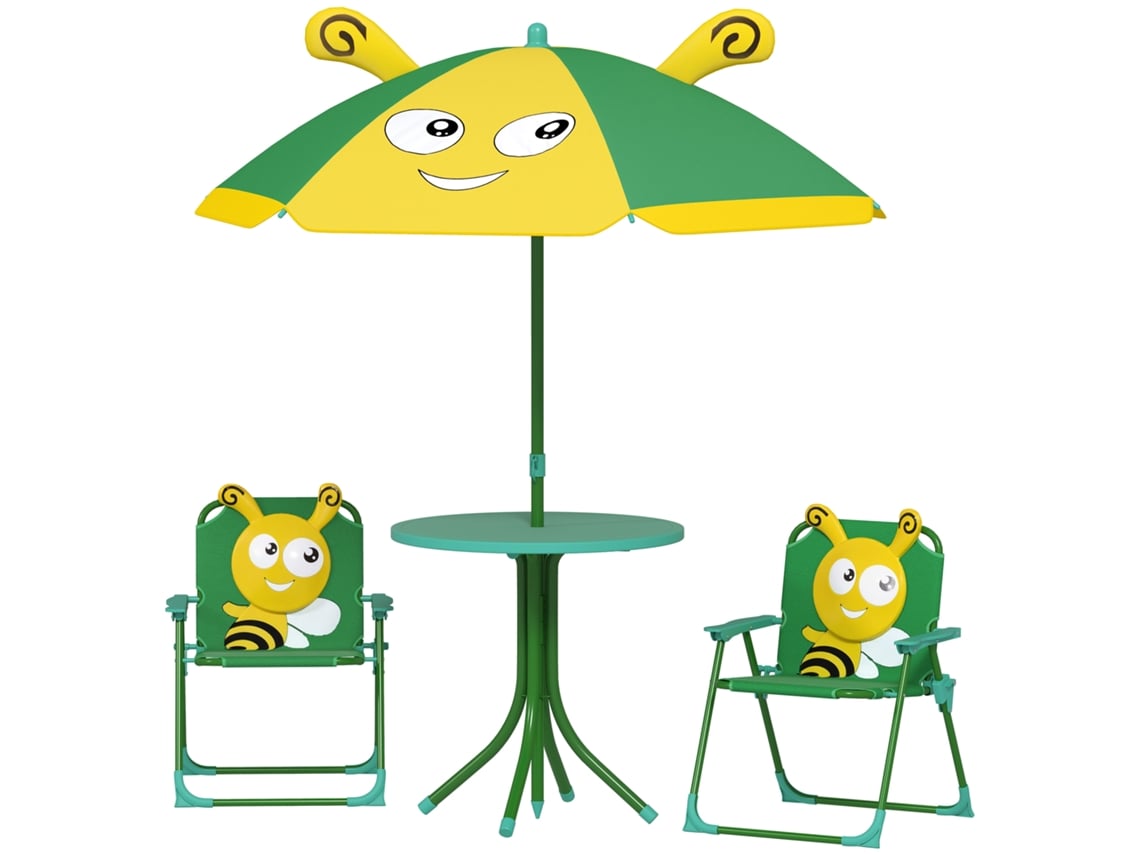 Conjunto De Móveis Verde E Amarelo, Com Abelhas, Guarda-sol, Mesa E Cadeiras, Para Jardim E Crianças