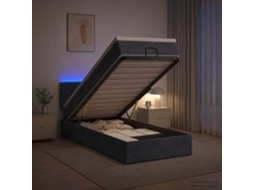 Vidaxl Cama Ottoman Com Colchão E Led Cinzento-escuro 100 X 200 Cm