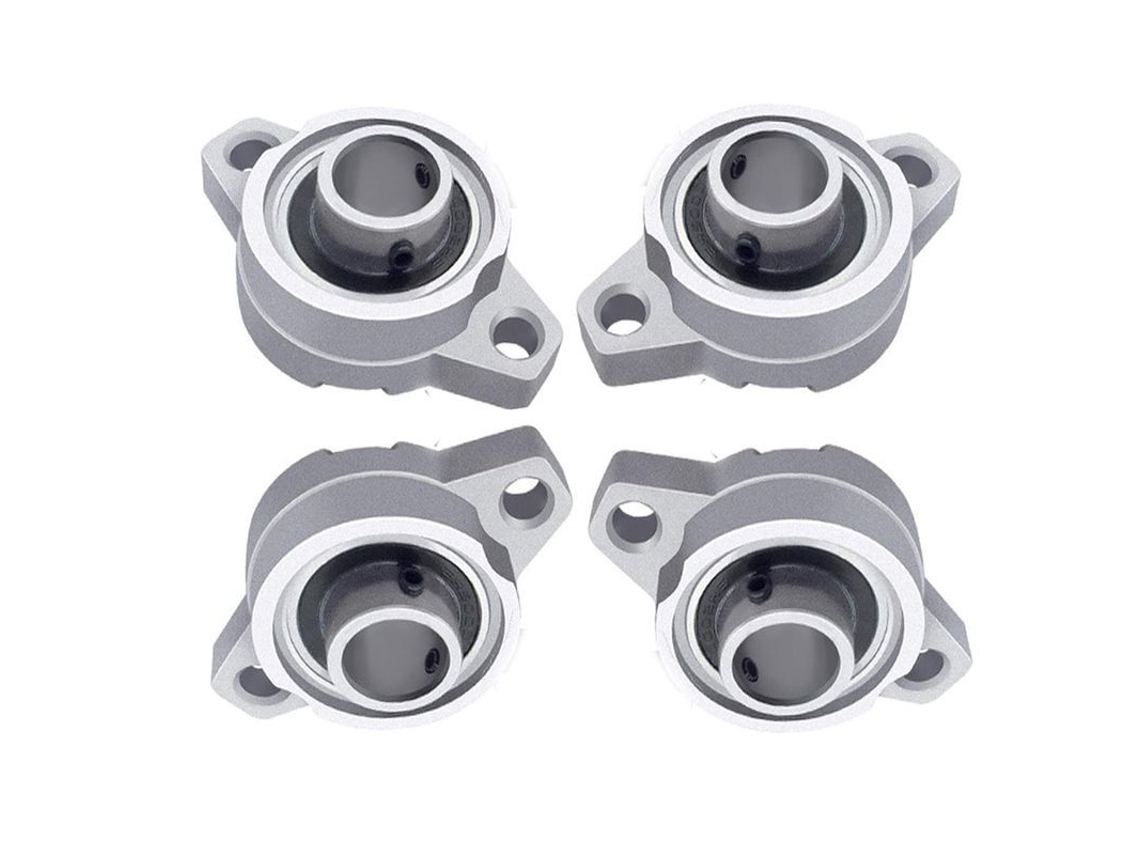 Conjunto de 4 blocos de rolamento em aço zincado Kp000 com flange de liberação automática (10 mm) para máquinas de processamento de alimentos.