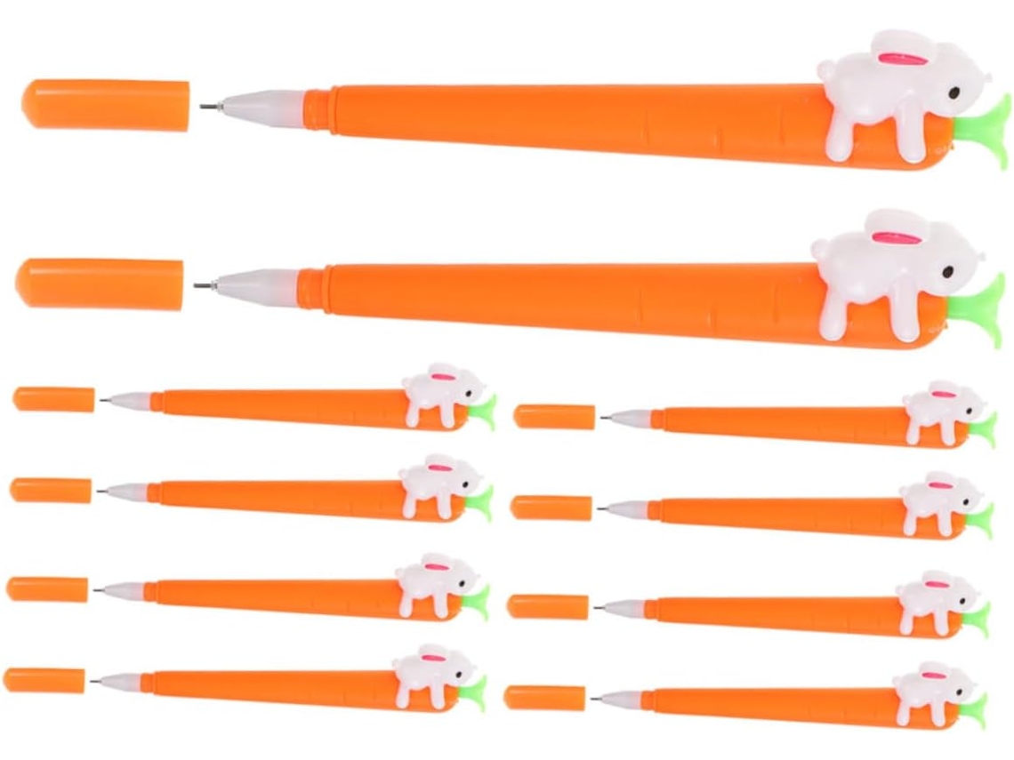 Conjunto De 10 Canetas Em Gel Com Desenho Coelho E Cenoura,