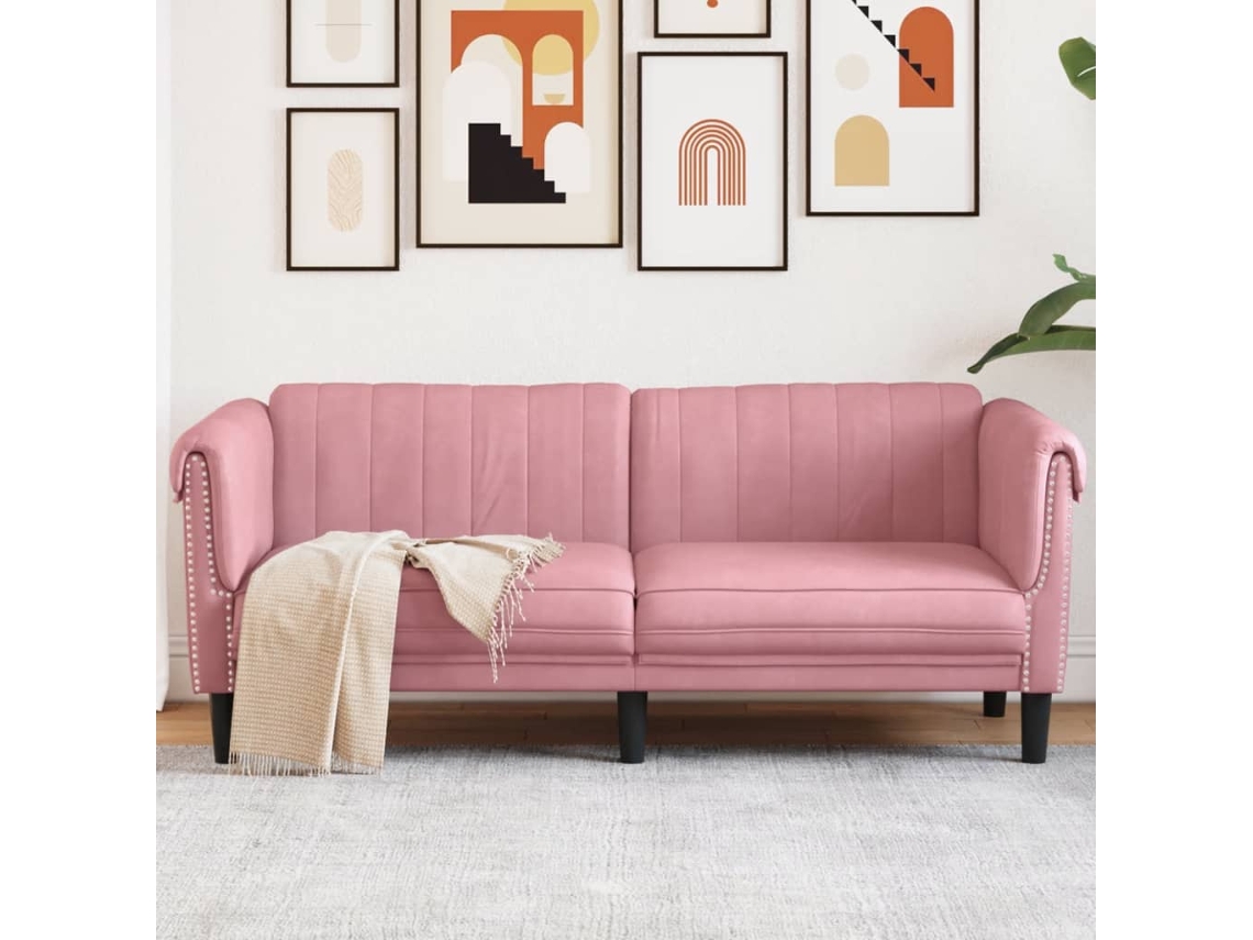 Vidaxl Sofá De 2 Lugares Veludo Rosa