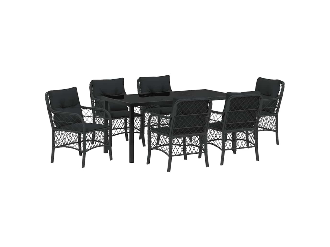 Maison Exclusive - Conjunto De Jantar Para Jardim Com Almofada 7 Pcs Preto Vime Pe