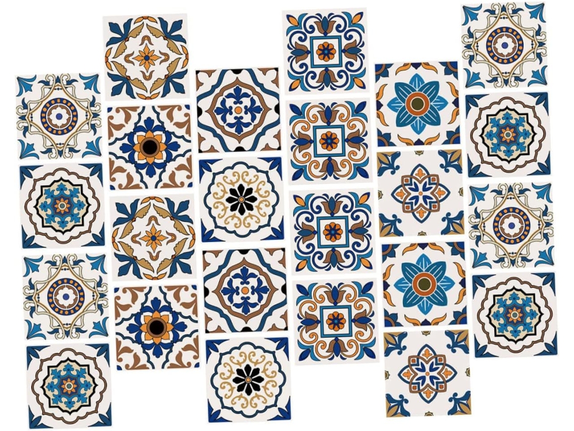 24 Peças De Adesivos De Azulejo Vintage Impermeáveis Para Cozinha E