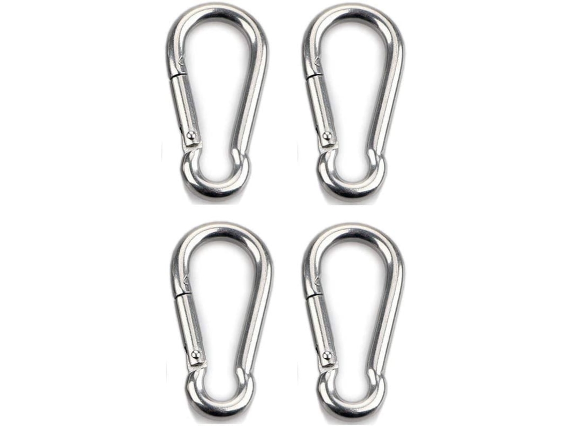 4pcs Carabiner Para Carga Pesada Aço Inox 304 6mm 100kg Camping Trekking Pets