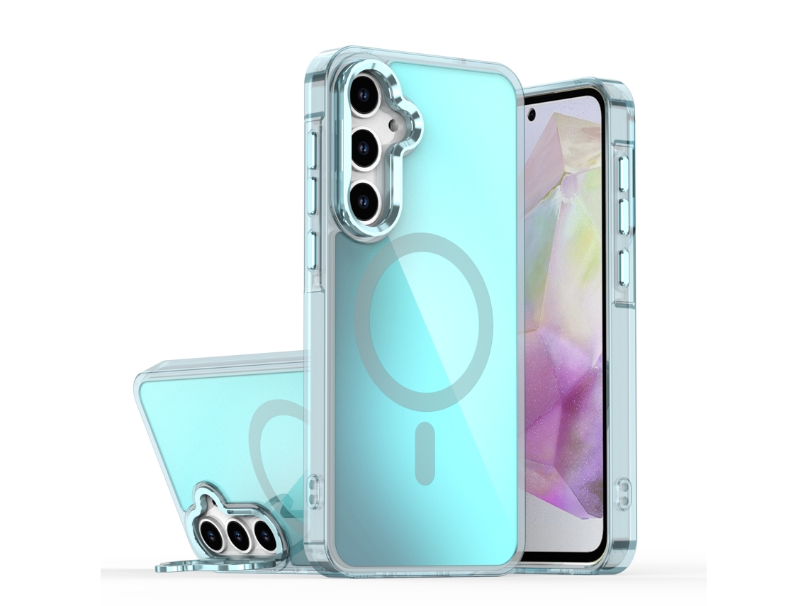 Capa Magnética Para Celular Com Estampa Camaleão De Sombras Brilhantes E Suporte Anti-queda.azul Celeste modelo De Suporte De Lente - A53 5g
