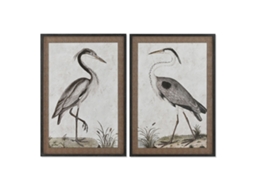 Home Esprit Quadro de Pássaro Oriental 70 x 4 x 100 cm (2 Unidades)