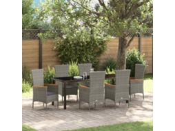 Vidaxl Conjunto De Jantar Para Jardim 7 Unid. Cinzeto